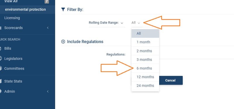 Click All then select the time period from the drop down menu