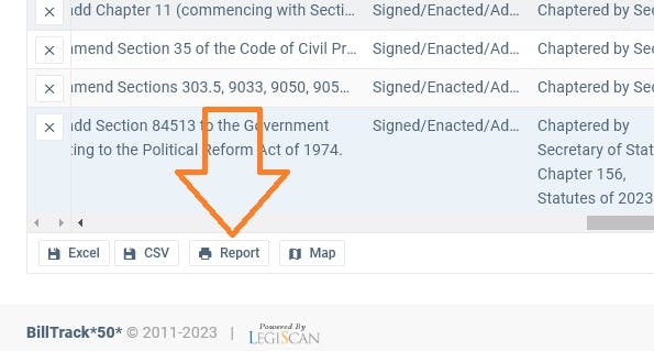 Click the Report button at the bottom of the bill sheet