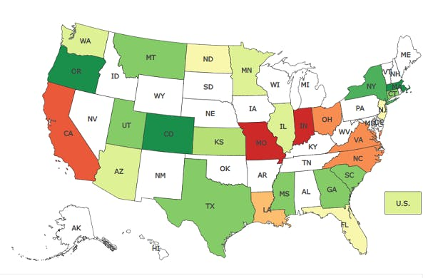 Color Coding a Bill Map by Average Bill Rating