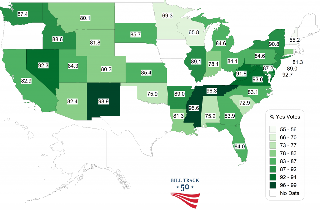 Votes Percent Yes heat map