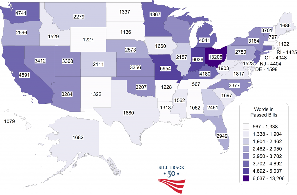 Heat map of average bill length of bills that passed