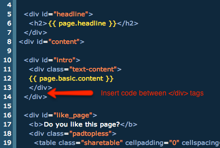 where to insert embed code in a NationBuilder page