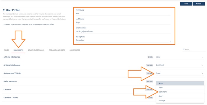 manage user page