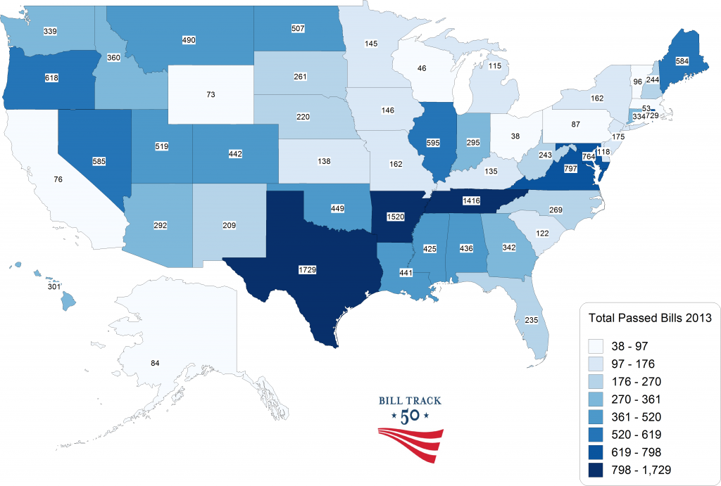 Heat Map of Total Passed Bills 2013