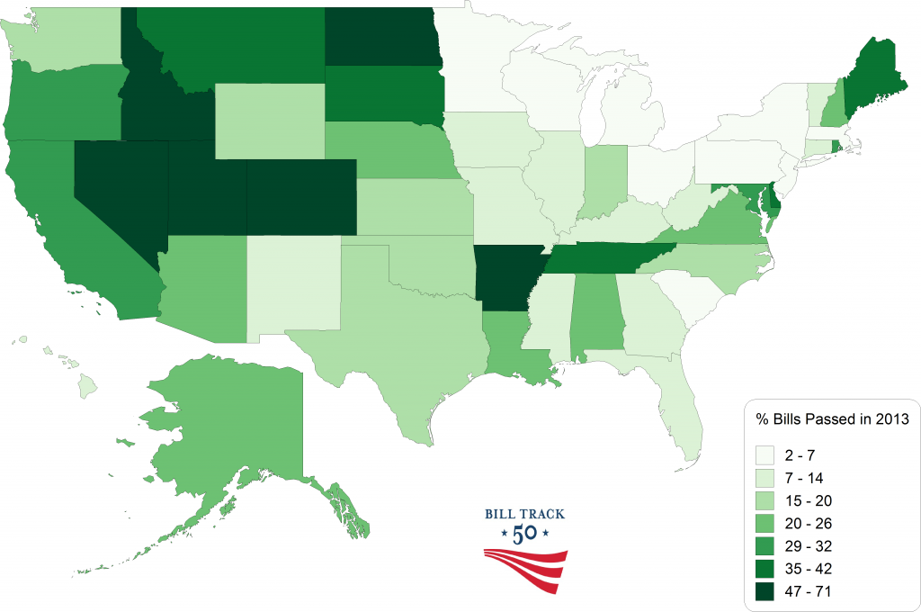 Percent Bills Passed 2013 heat map