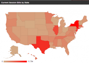 CurrentSessionApril2013 Heat Map of Bills Introduced