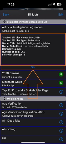 The stakeholder page screen