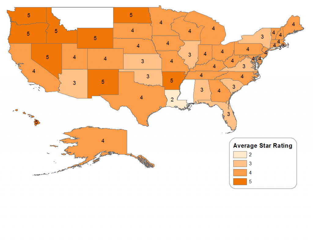 Heat map of star ratings