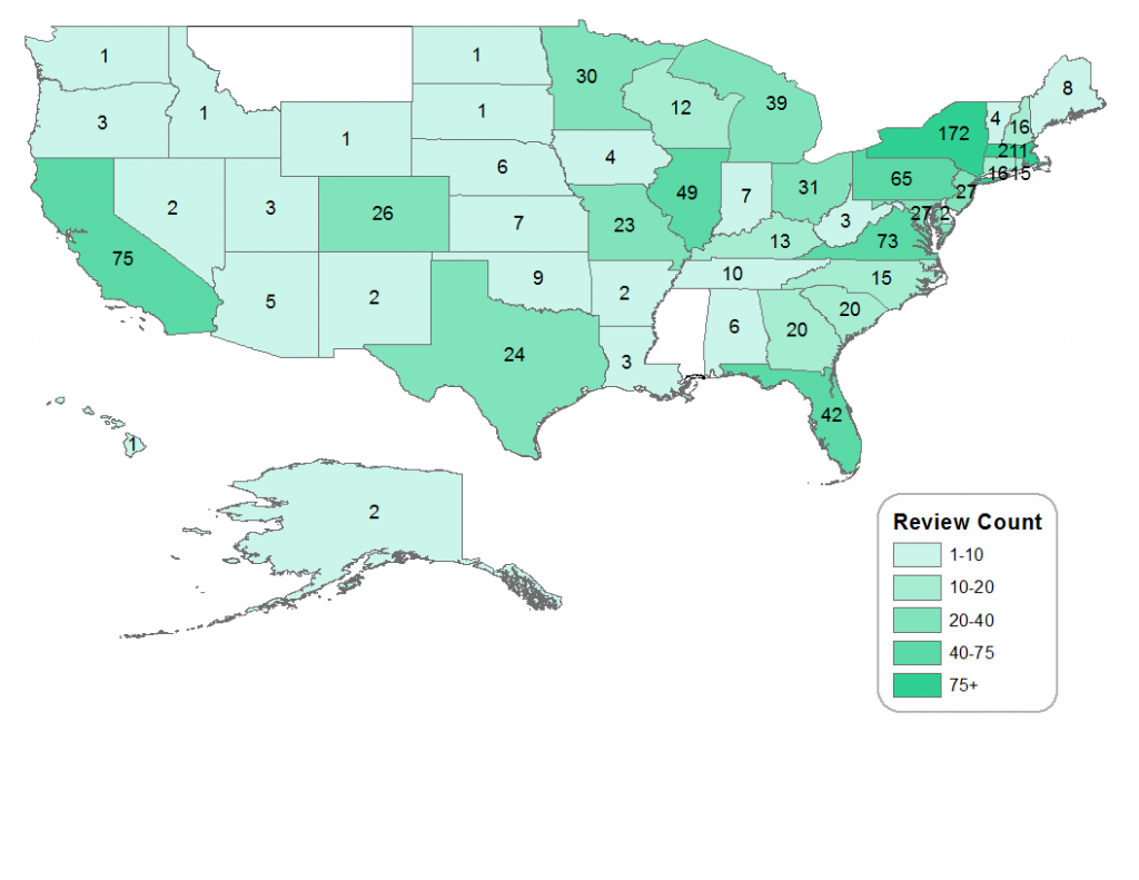 Heat Map of Review Count
