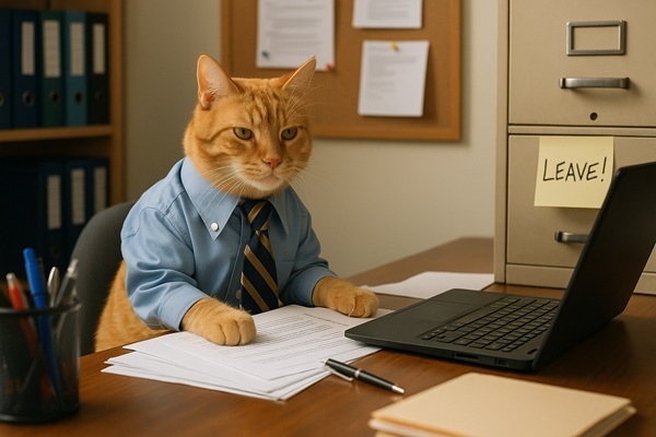 A cat working at a computer